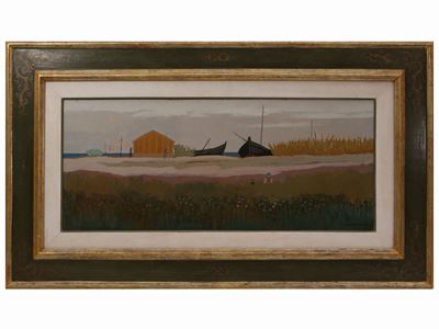 Paesaggio Marino con Barche