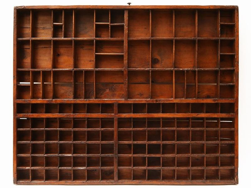 Teca Pensile da Tipografia in Legno Tenero