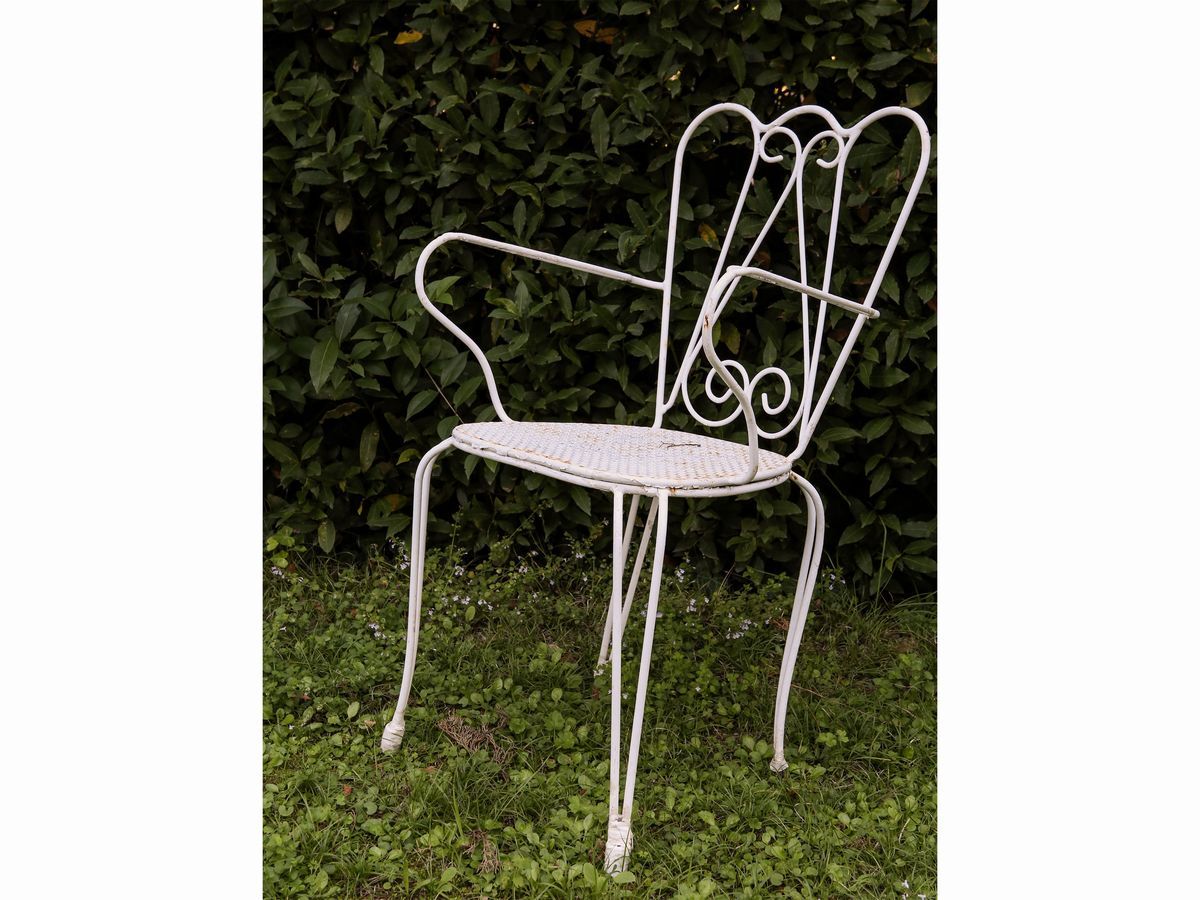 Set da Giardino in Ferro Battuto Laccato Bianco
