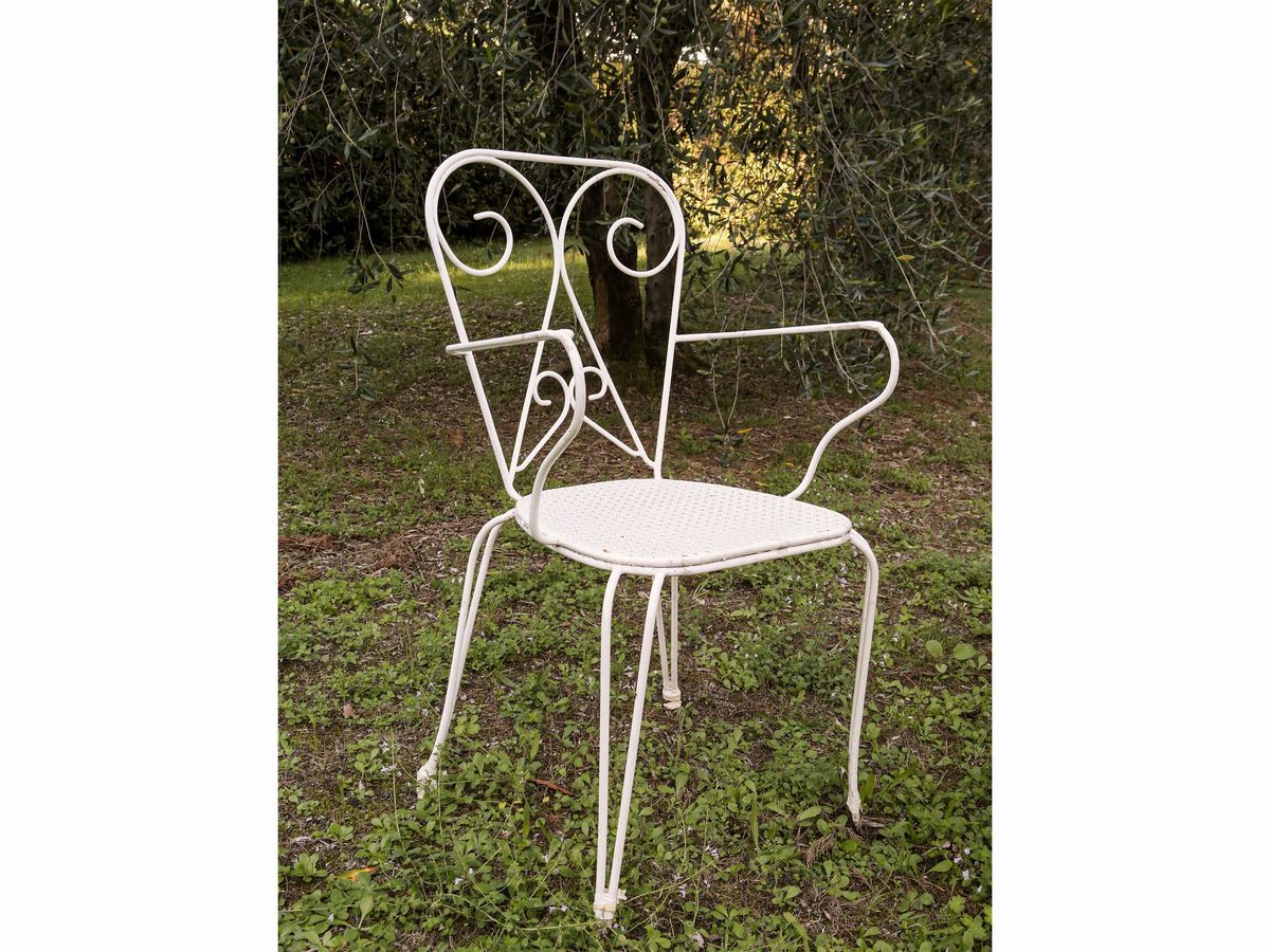 Set da Giardino in Ferro Battuto Laccato Bianco