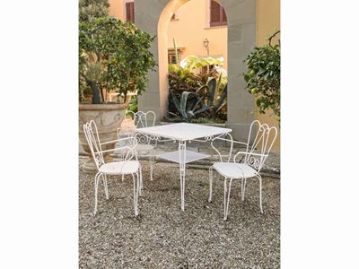 Set da Giardino in Ferro Laccato Bianco