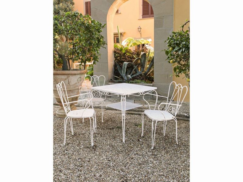 Set da Giardino in Ferro Laccato Bianco