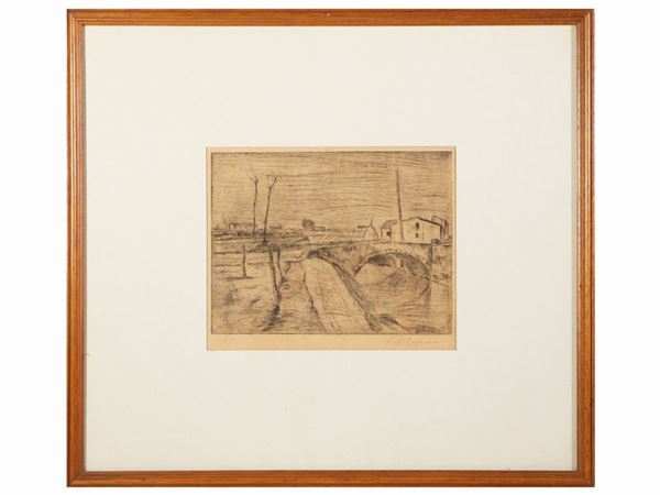 Pietro Bugiani - Landscapes, a lithograph and an etching