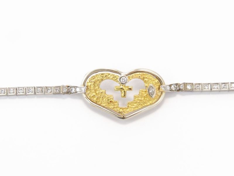 Bracciale in Oro Bianco e Giallo con Diamanti