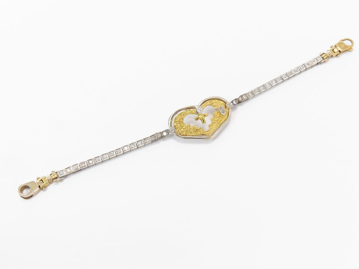Bracciale in Oro Bianco e Giallo con Diamanti