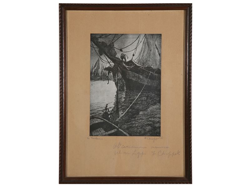 Francesco Chiappelli - Scorcio Marino con Barche