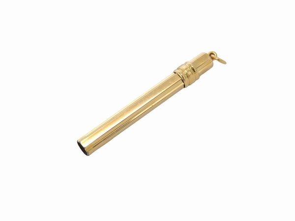 Yellow gold laminated pencil holder pendant