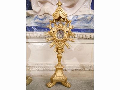Reliquiario in Legno Intagliato e Dorato