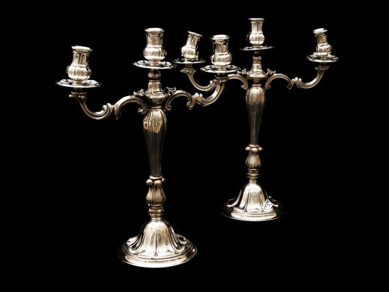 Coppia di Candelabri in Argento