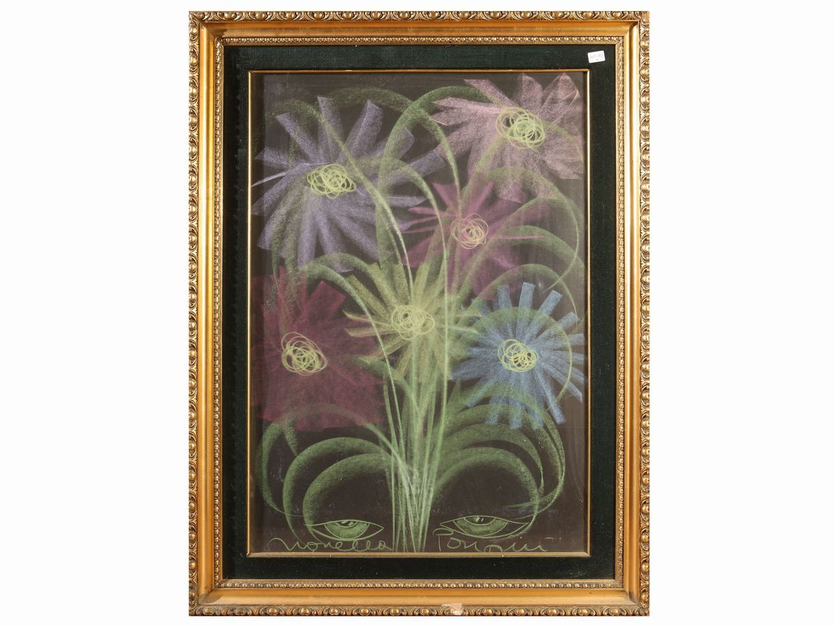 Novella Parigini - Due Disegni: Gatto e Vaso di Fiori