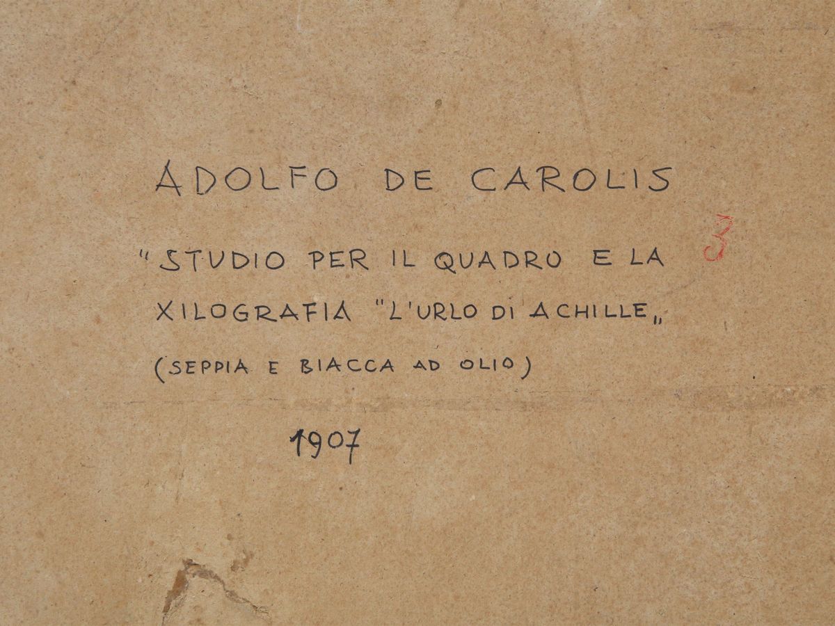 Adolfo De Carolis - Studio per il Quadro e la Xilografia "L'urlo di Achille" 1907