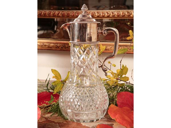 Victorian silver and crystal carafe