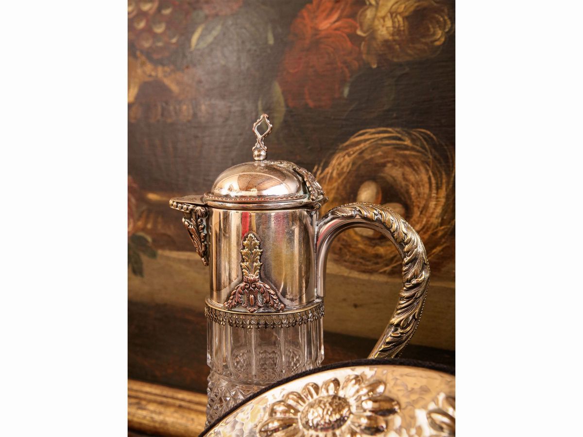 Caraffa in Argento Vittoriano e Cristallo