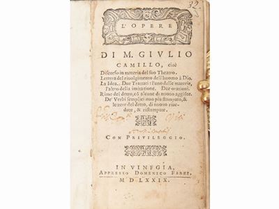 L'opere di M. Giulio Camillo, Cioè Discorso in Materia del Suo Theatro