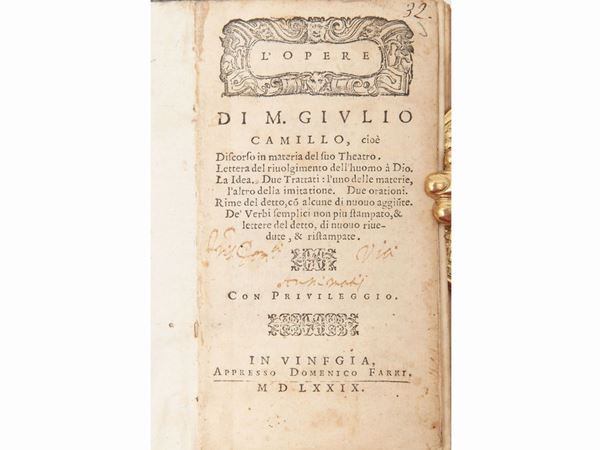 Giulio Camillo - L'opere di M. Giulio Camillo, cioè Discorso in materia del suo Theatro
