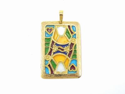 Pendente in Oro Giallo e Smalti Policromi