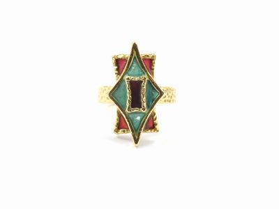 Anello in Oro Giallo con Smalti Policromi