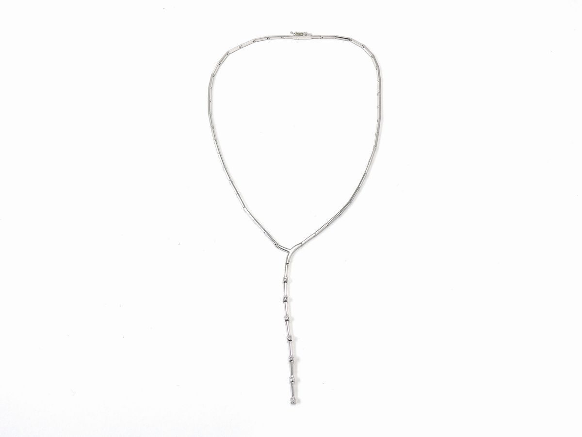 Girocollo Pendente in Oro Bianco con Diamanti