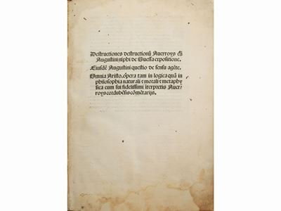 Destructiones Destructionum Auerroys Cum Augustini Niphi De Suessa Expositione...