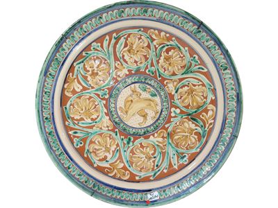 Coppia di Piatti da Parata in Terracotta Smaltata