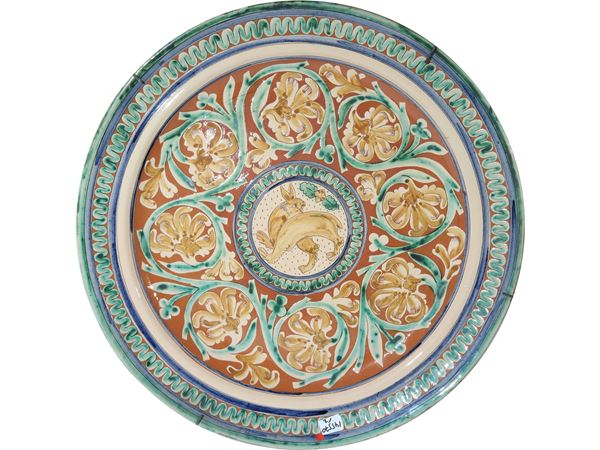 Pair of parade plates in glazed terracotta