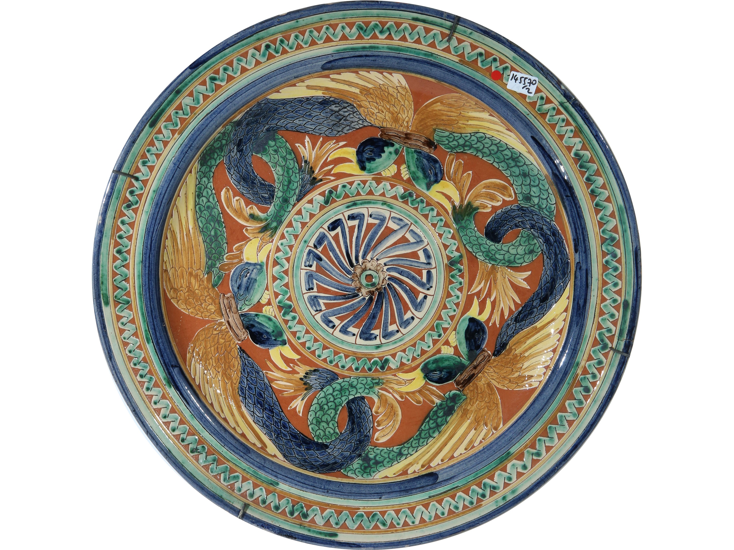 Coppia di Piatti da Parata in Terracotta Smaltata