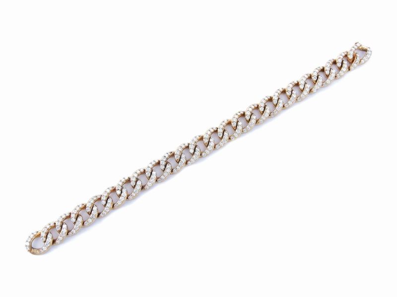 Bracciale Groumette in Oro Rosa con Diamanti