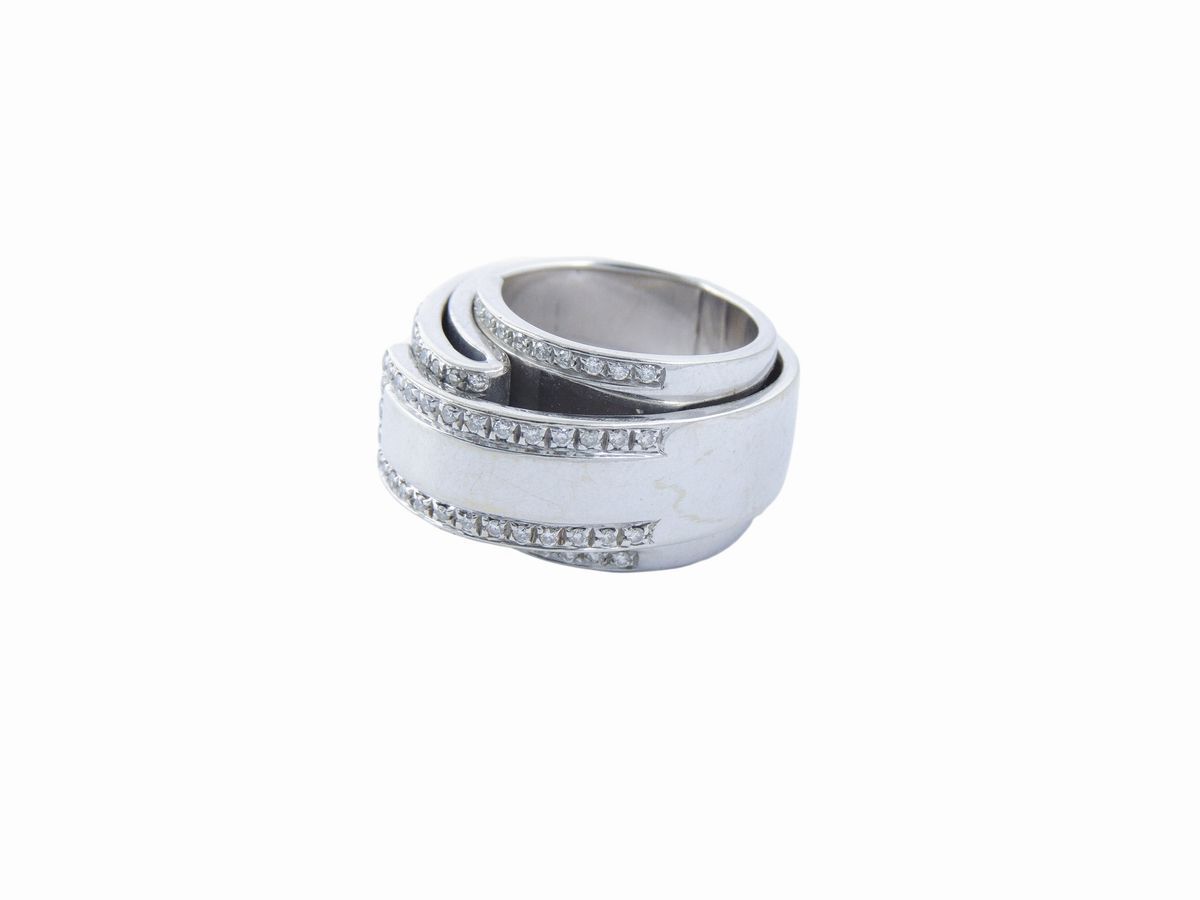 Anello a Fascia in Oro Bianco con Diamanti