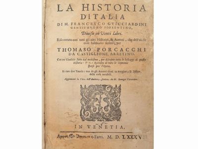 La Historia D'italia di M. Francesco Guicciardini Gentil'huomo Fiorentino...