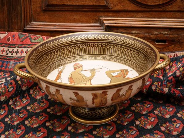 Vaso a coppa kylix in porcellana tedesca