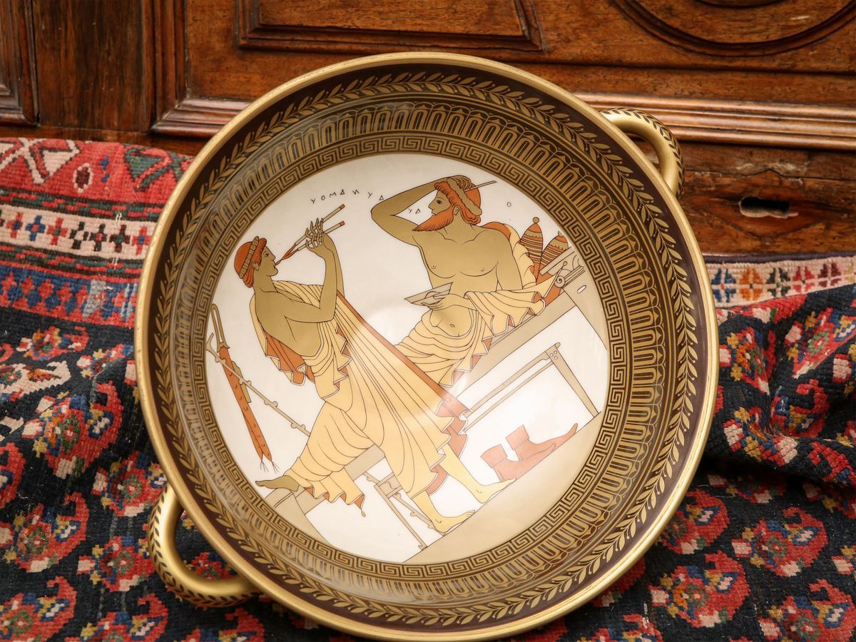 Vaso a Coppa Kylix in Porcellana Tedesca