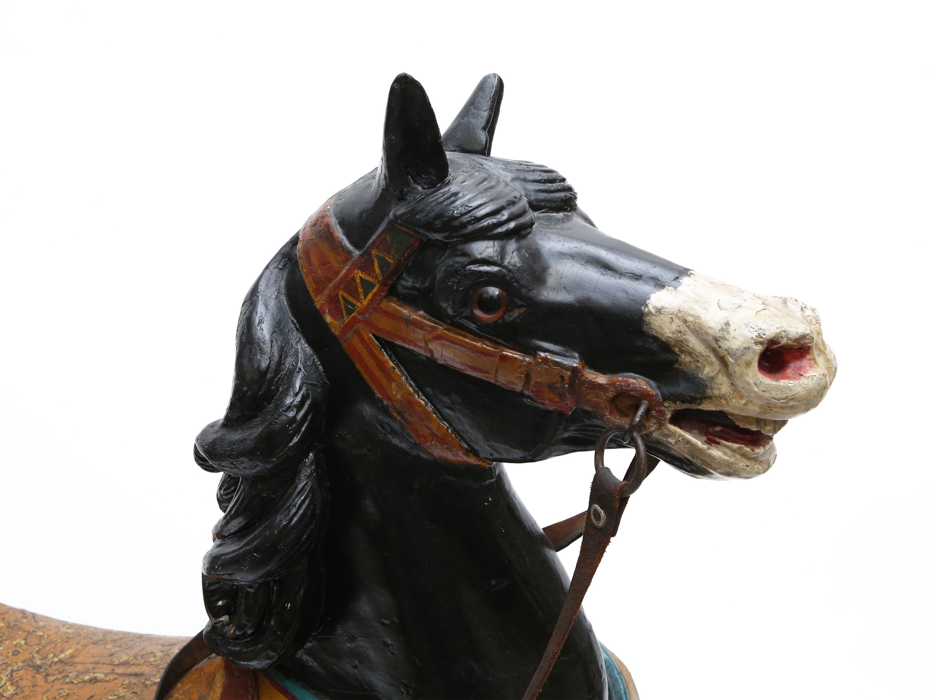 Antico Cavallo da Giostra in Legno Dipinto