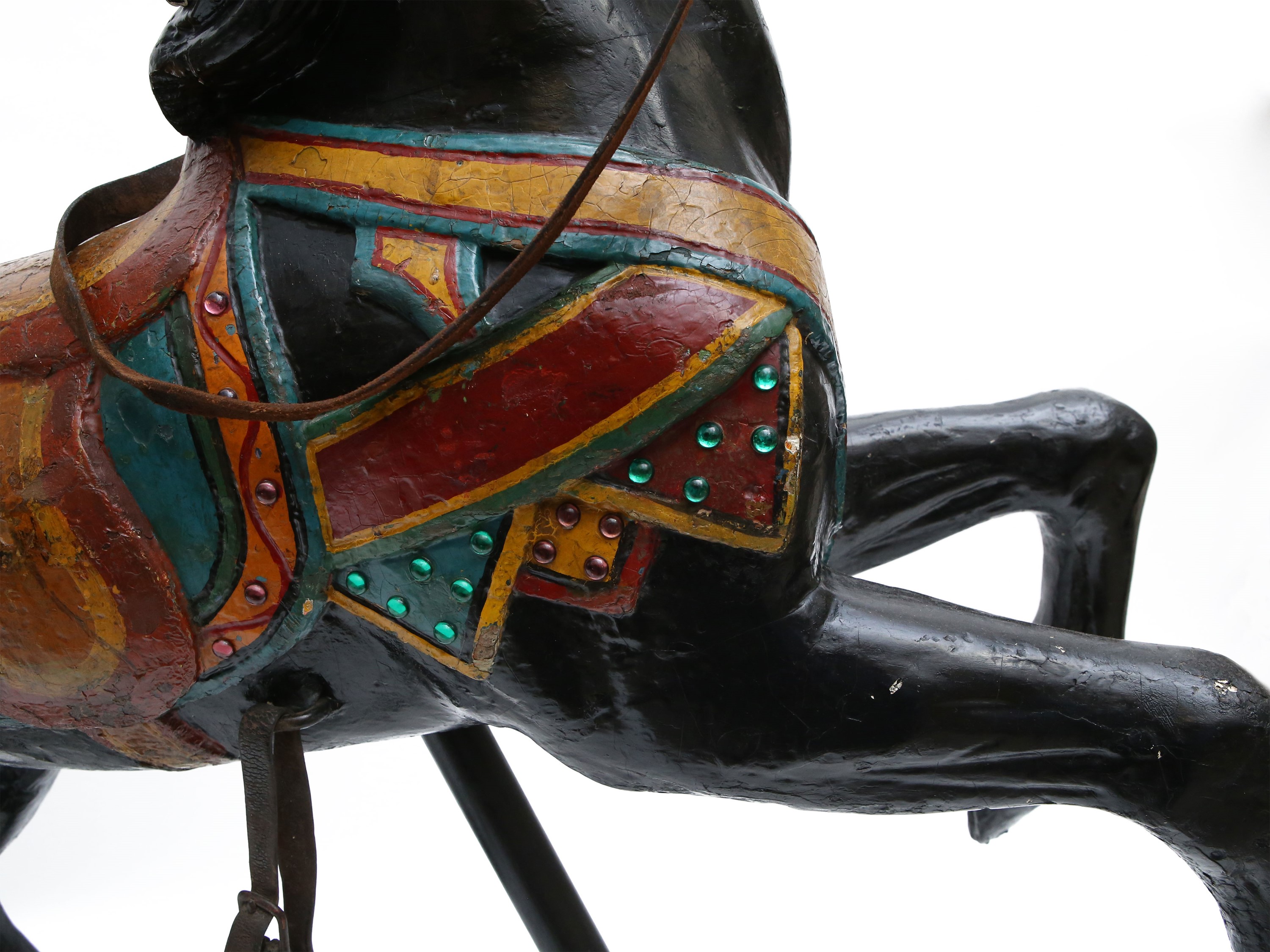 Antico Cavallo da Giostra in Legno Dipinto