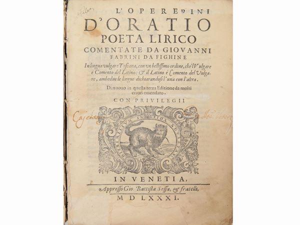 Quintus Horatius Flaccus - L'opere d' Oratio poeta lirico comentate da Giovanni Fabrini da Fighine...