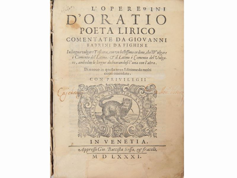 Quintus Horatius Flaccus - L'opere D' Oratio Poeta Lirico Comentate da Giovanni Fabrini da Fighin...