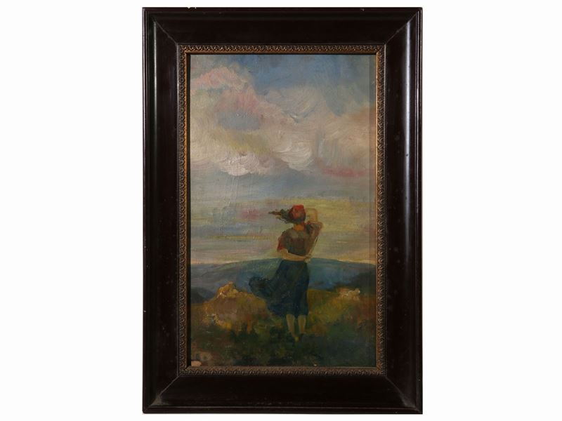 Scuola Toscana - Fanciulla in un Paesaggio