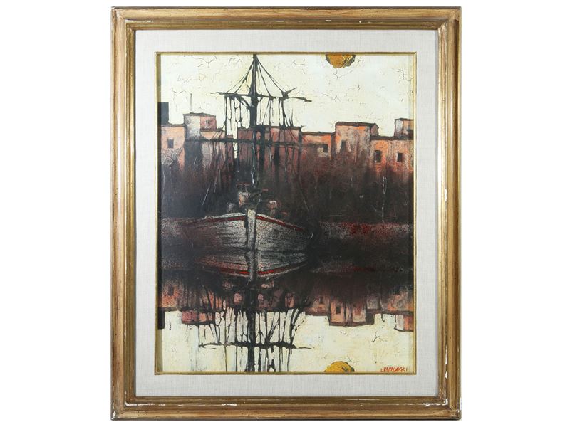 Leonardo Papasogli - Scorcio di Porto con Veliero