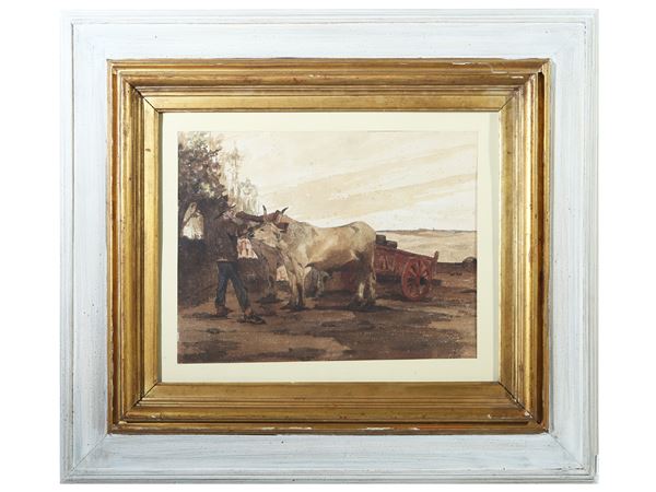 Scuola toscana : Return from the fields  (early 20th century)  - Auction Modern and Contemporary Art - Maison Bibelot - Casa d'Aste Firenze - Milano