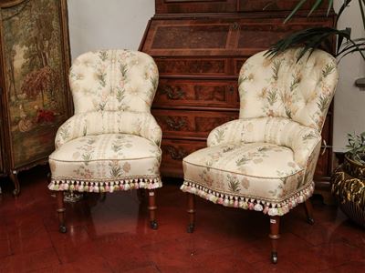 Coppia di Poltroncine a Pozzetto Imbottite