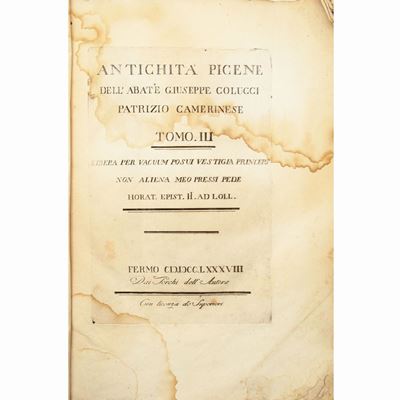 Antichità Picene Dell'abate Giuseppe Colucci Patrizio Camerinese - Tomo III