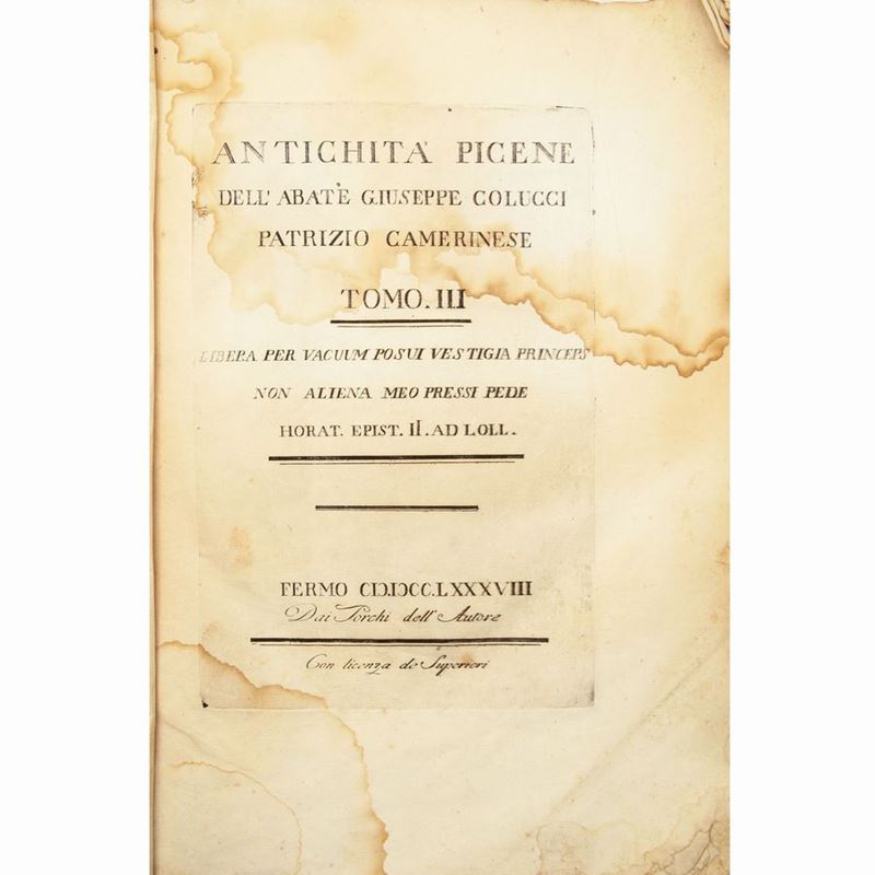 Antichità Picene Dell'abate Giuseppe Colucci Patrizio Camerinese - Tomo III