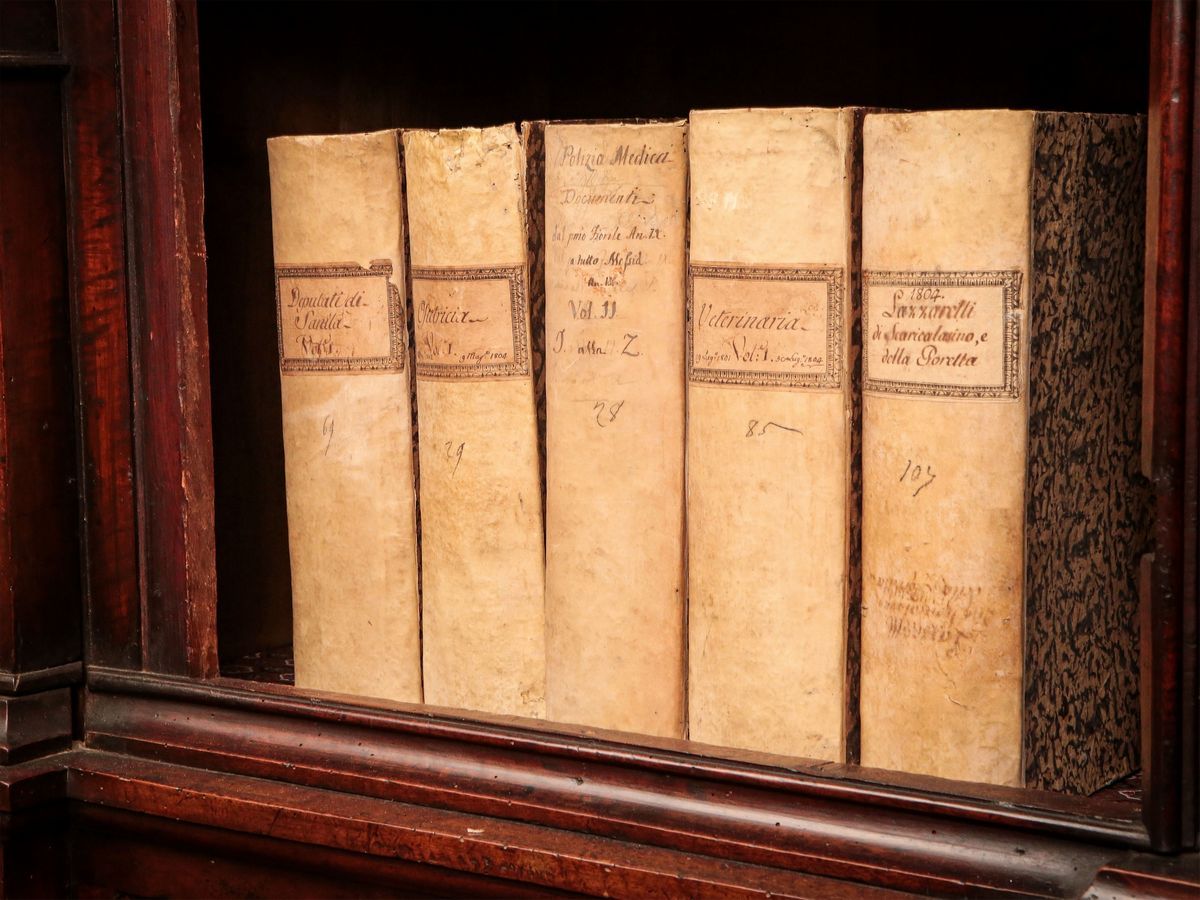 Serie di Nove Contenitori D'epoca da Archivio