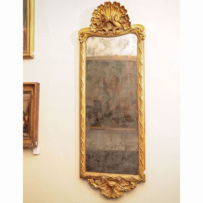 Specchiera con Cornice in Legno Intagliato e Dorato