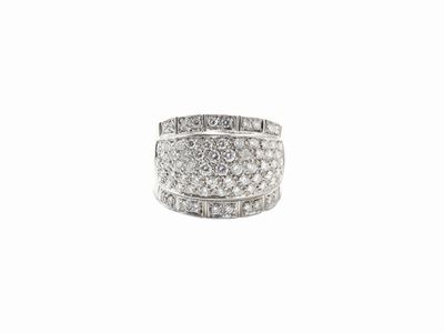 Anello a Fascia Bombata Salvini in Oro Bianco con Diamanti