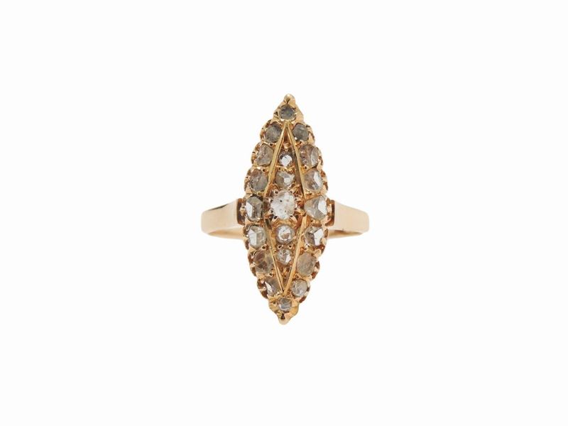 Anello Figaro in Oro Giallo con Diamanti