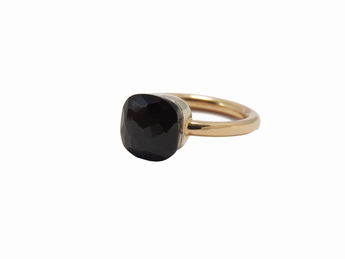 Anello Pomellato Nudo in Oro Rosa e Bianco con Granato