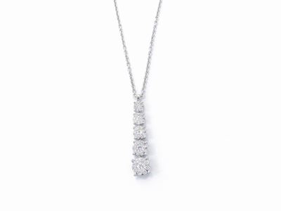 Catenina e Pendente in Oro Bianco con Diamanti
