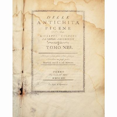 Delle Antichità Picene Dell'abate Giuseppe Colucci Patrizio Camerinese - Tomo XIII