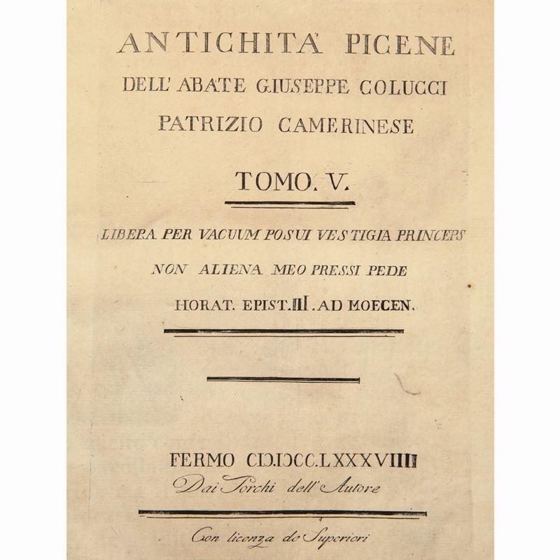 Antichità Picene Dell'abate Giuseppe Colucci Patrizio Camerinese - Tomo V