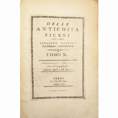 Delle Antichità Picene Dell'abate Giuseppe Colucci Patrizio Camerinese - Tomo X